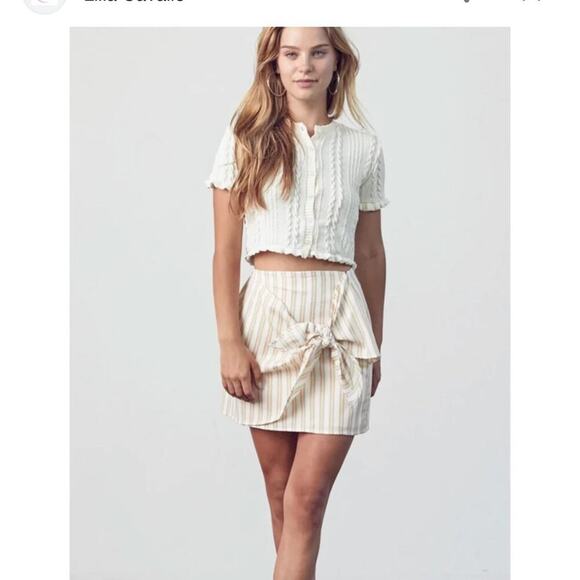 Hallelu Striped Mini Front Knot Skirt - Picture 1 of 5